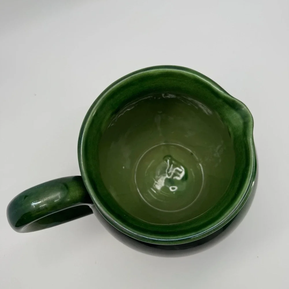 Williams Sonoma 2 Lit Green Stoneware Pitcher Farmhouse Crock Utensil Holder Jug